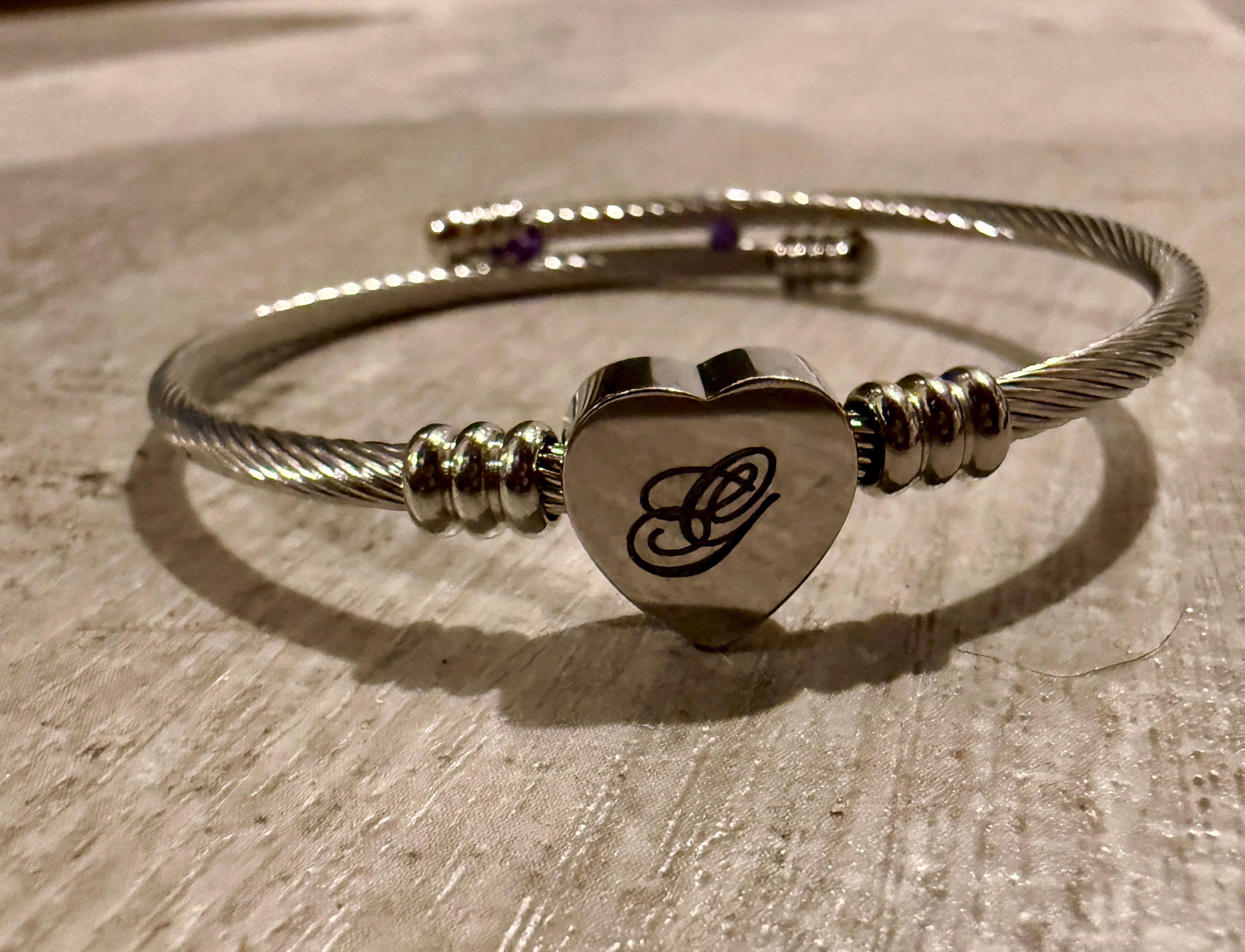 Custom Silver Heart Bracelet