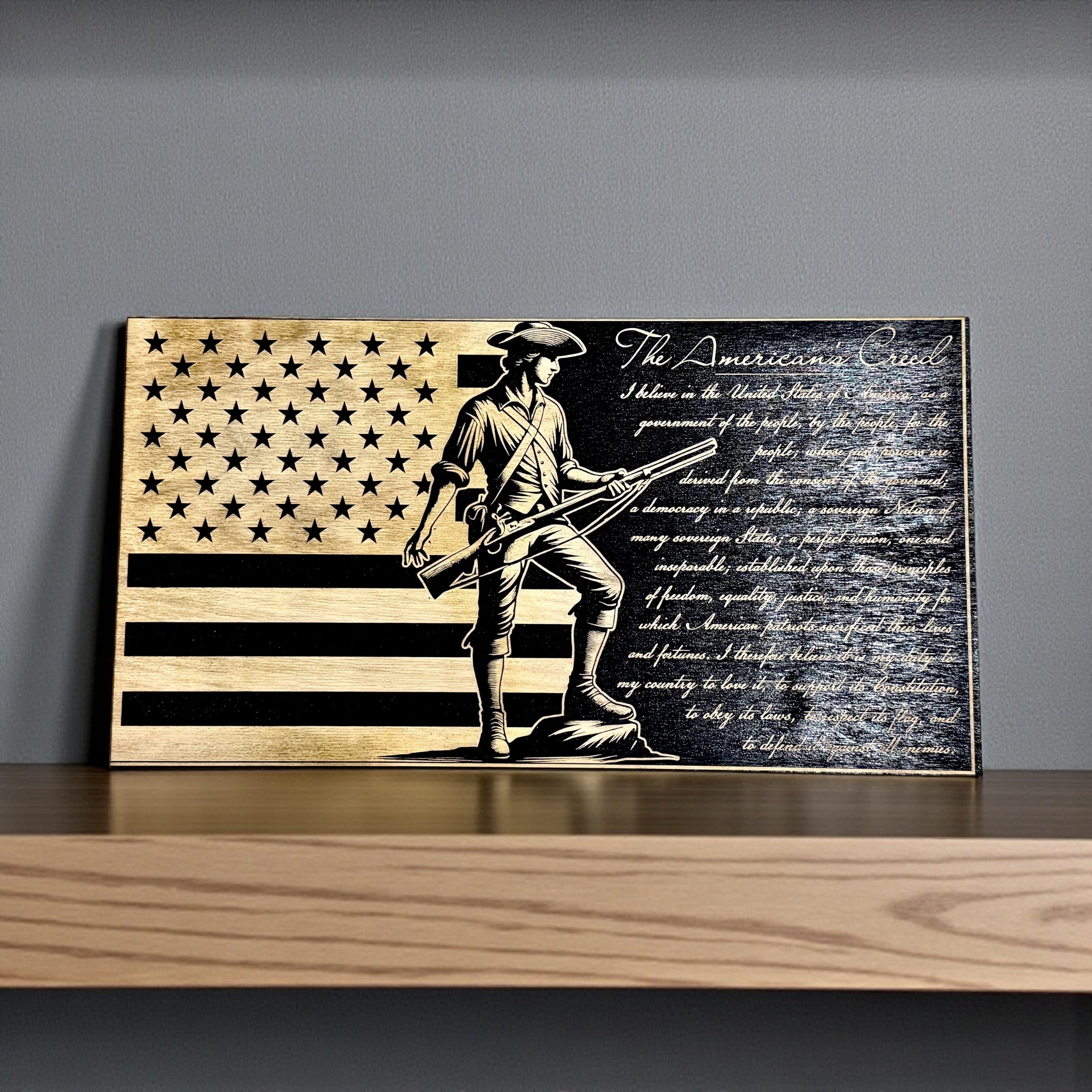 Laser Engraved American Creed Wall Art